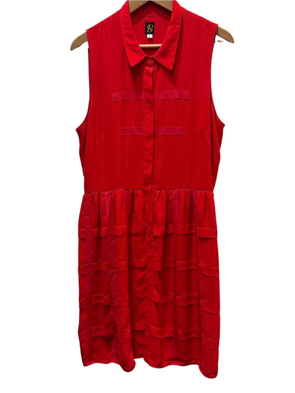 Sachin &‎ Babi Red Sleeveless Tiered Casual Dress Collared Party SIZE 12 - Picture 2 of 11